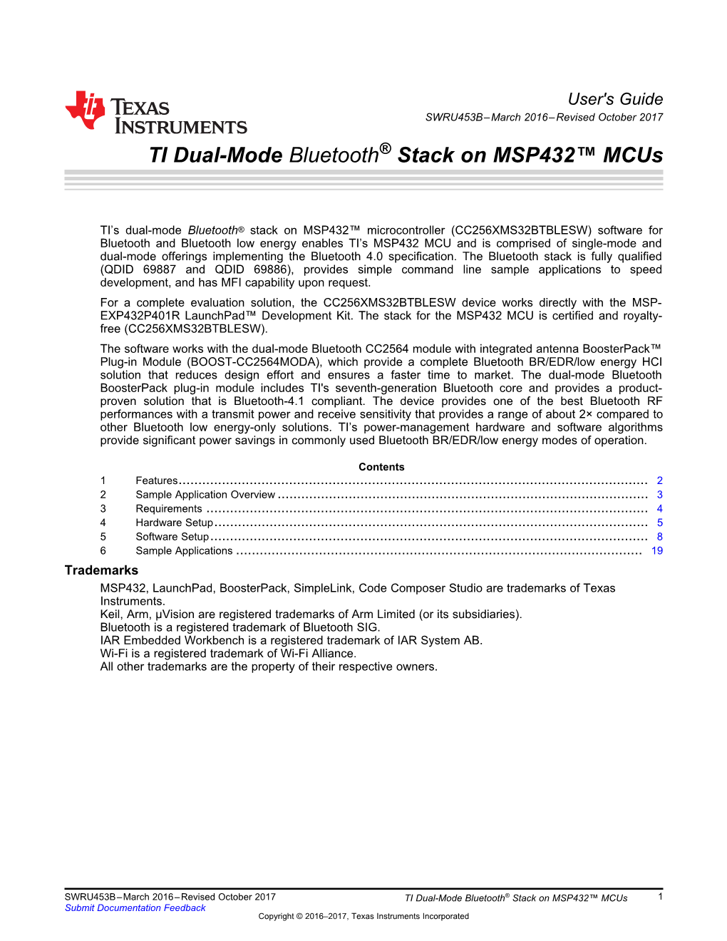 TI Dual-Mode Bluetooth® Stack on MSP432 Mcus User Guide (Rev. B)