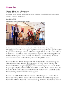 Pete Shutler Obituary