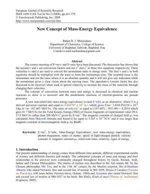 New Mass-Energy Equivalence