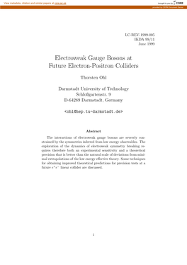 Electroweak Gauge Bosons at Future Electron-Positron Colliders