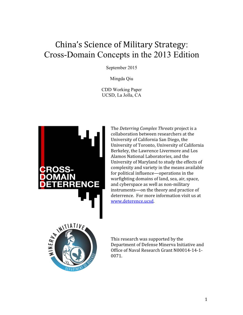 China's Science of Military Strategy: Cross-Domain Concepts in The