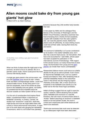 Alien Moons Could Bake Dry from Young Gas Giants' Hot Glow 10 March 2014, by Adam Hadhazy
