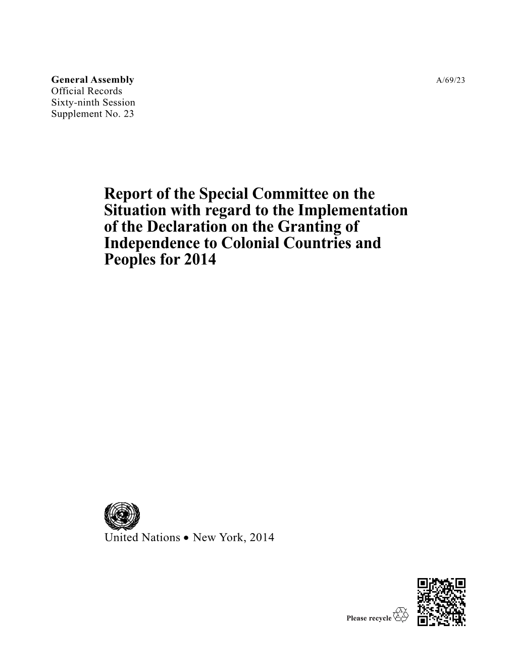 Report of the Special Committee on the Situation With