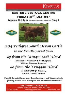 204 Pedigree South Devon Cattle 85 From
