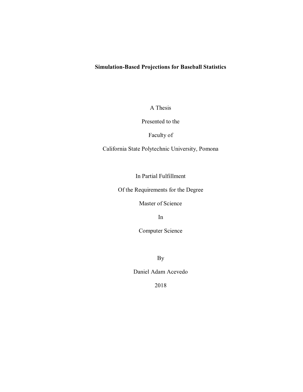 Simulation-Based Projections for Baseball Statistics