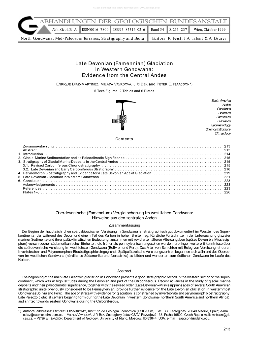 ABHANDLUNGEN DER GEOLOGISCHEN BUNDESANSTALT Abh