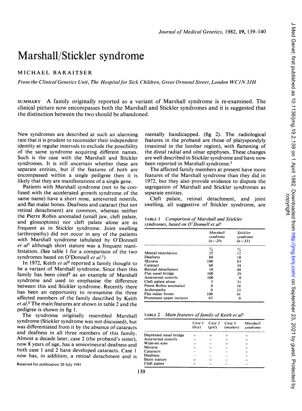 Marshall/Stickler Syndrome