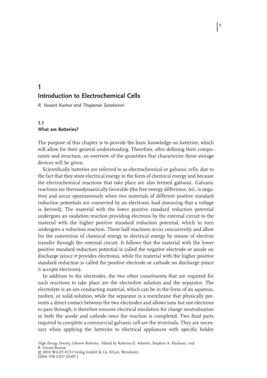 Introduction to Electrochemical Cells 1