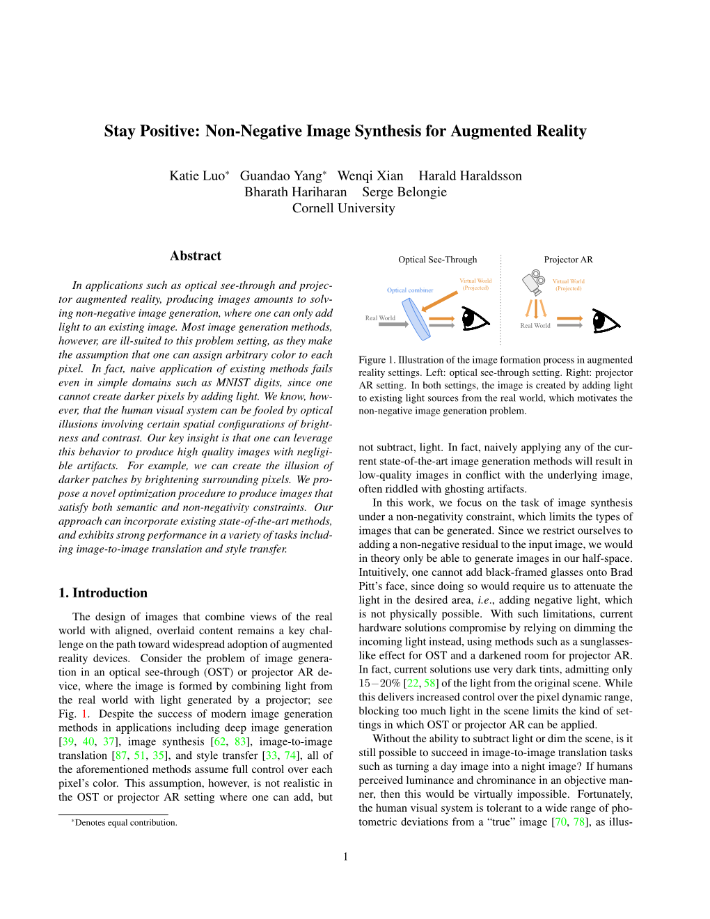 Stay Positive: Non-Negative Image Synthesis for Augmented Reality