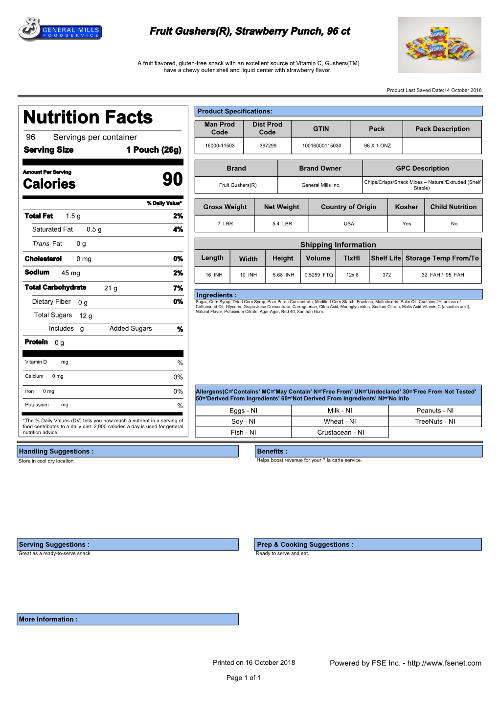 Nutrition Facts 90