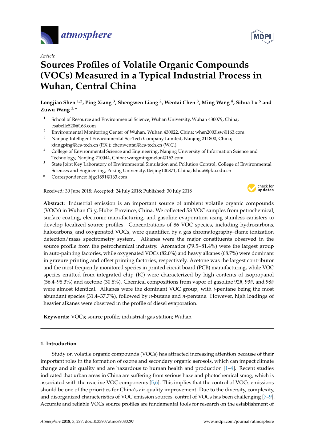 Sources Profiles of Volatile Organic Compounds (Vocs)