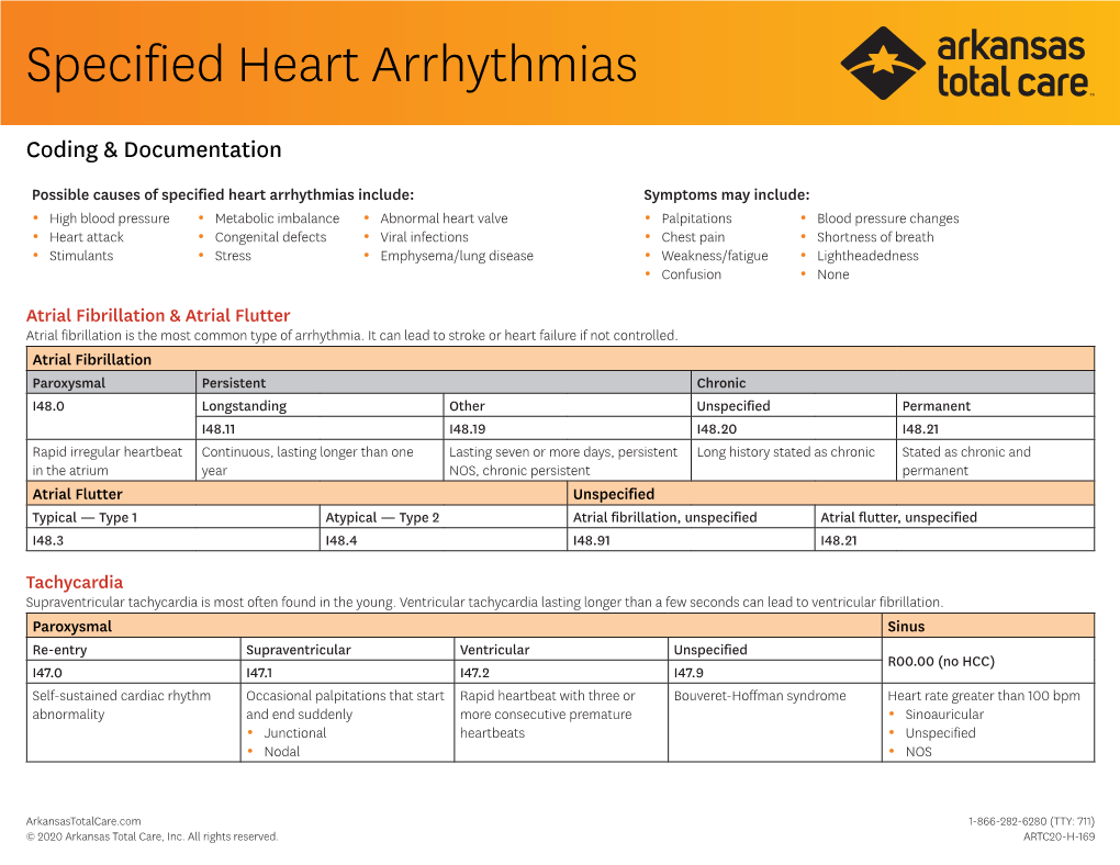 ARTC20-H-169 Specified Heart Arrhythmias