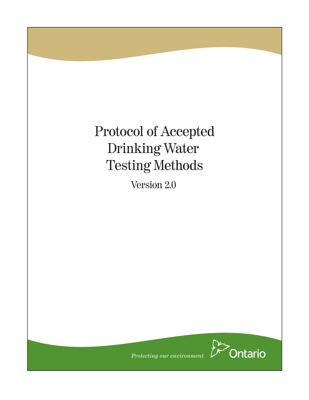 Protocol of Accepted Drinking Water Testing Methods