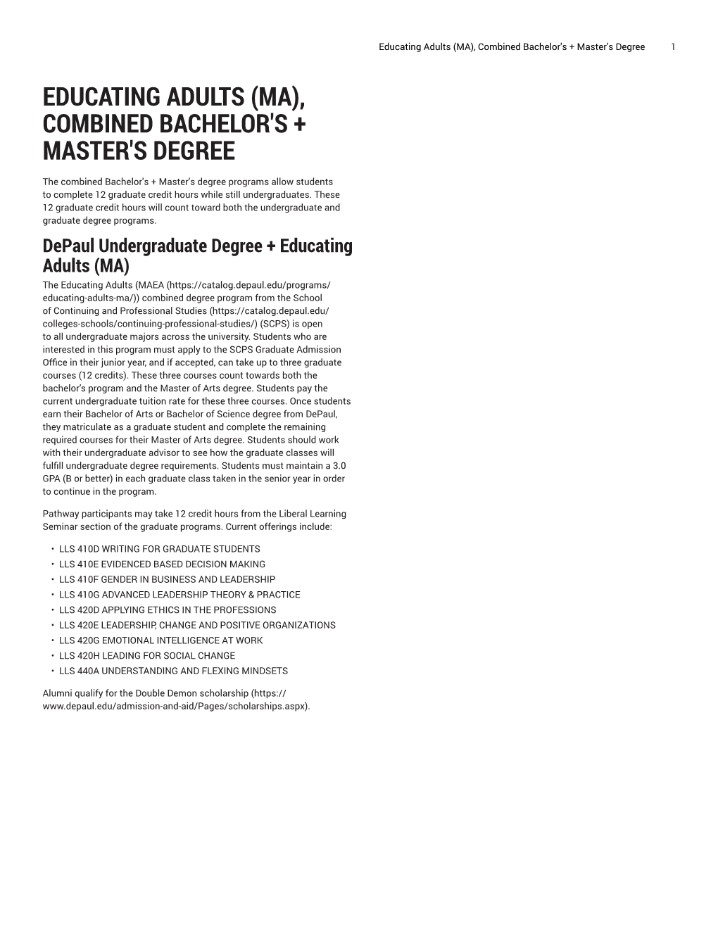 Educating Adults (MA), Combined Bachelor's + Master's Degree 1