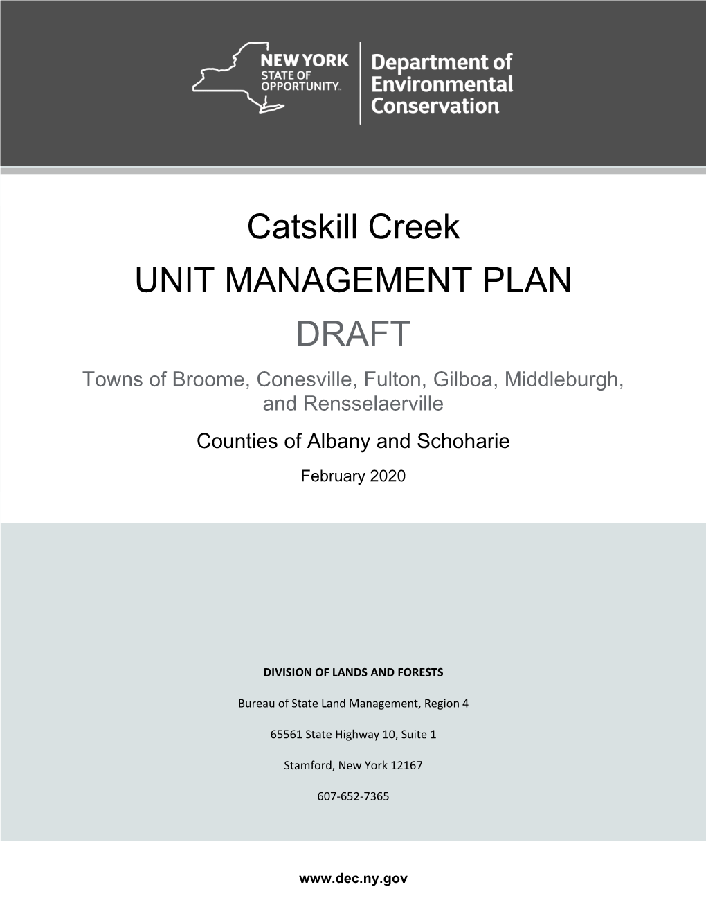 Draft Catskill Creek Unit Management Plan (UMP)