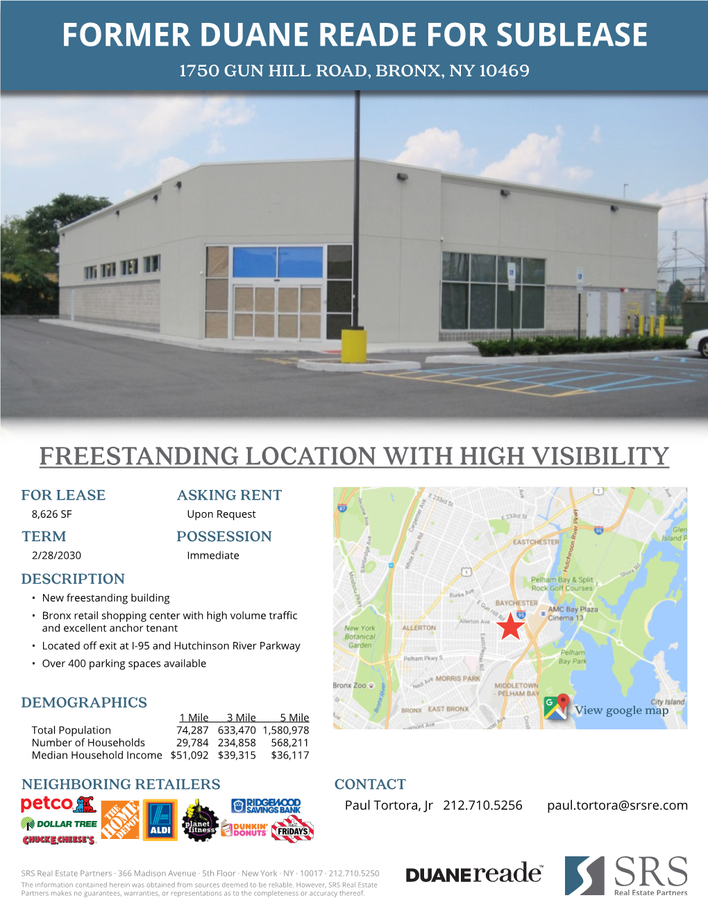 Former Duane Reade for Sublease 1750 Gun Hill Road, Bronx, NY 10469