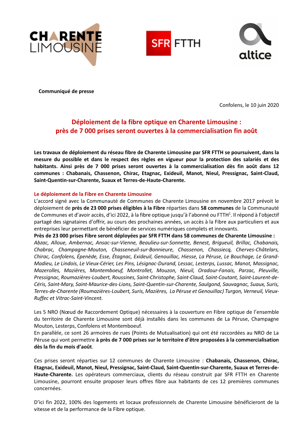 Déploiement De La Fibre Optique En Charente Limousine : Près De 7 000 Prises Seront Ouvertes À La Commercialisation Fin Août