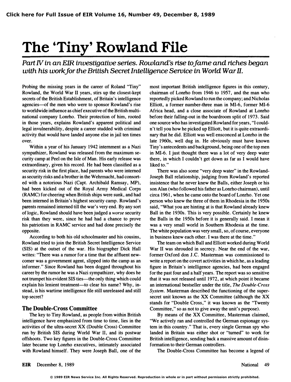 The 'Tiny' Rowland File