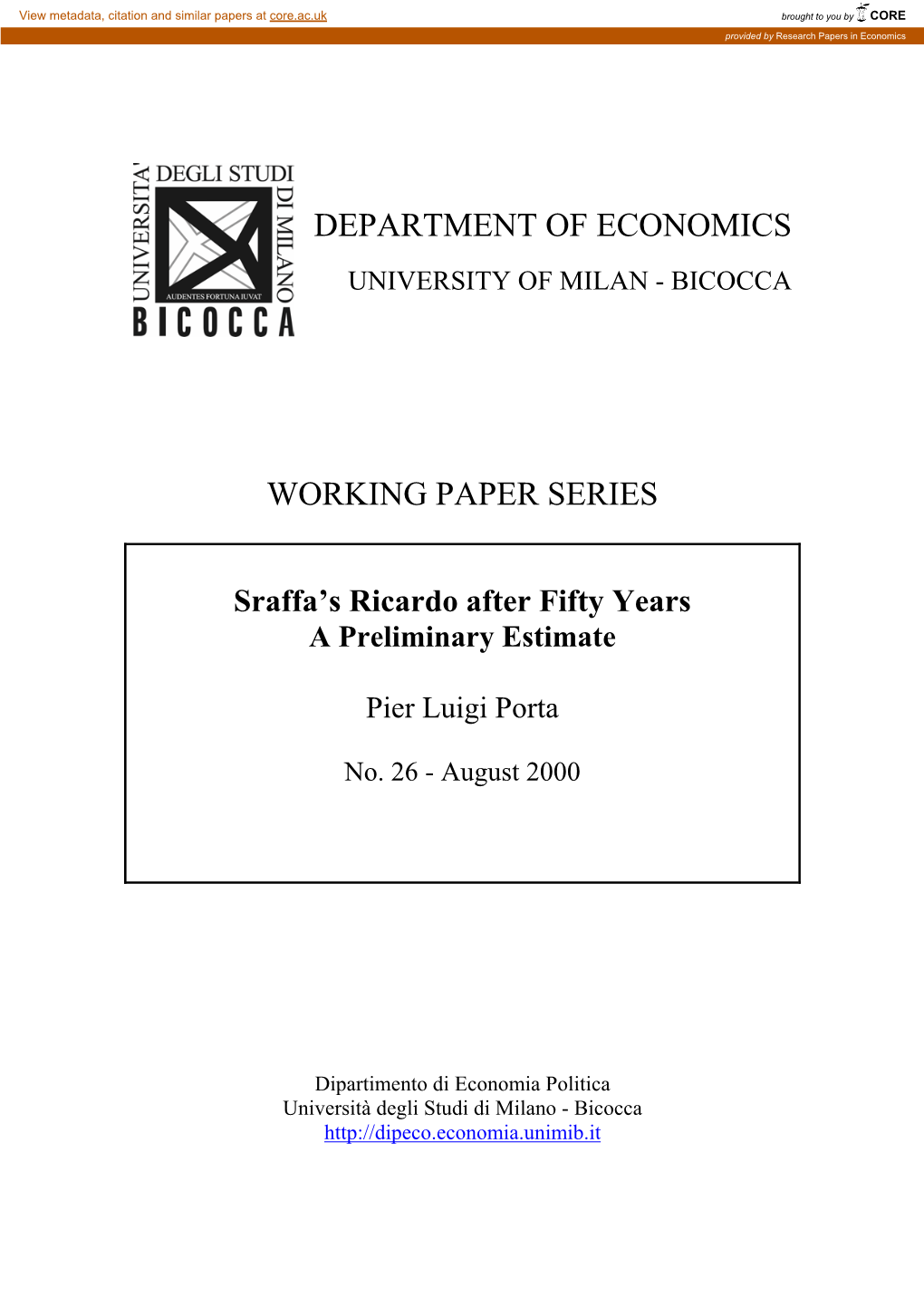 Department of Economics Working Paper Series