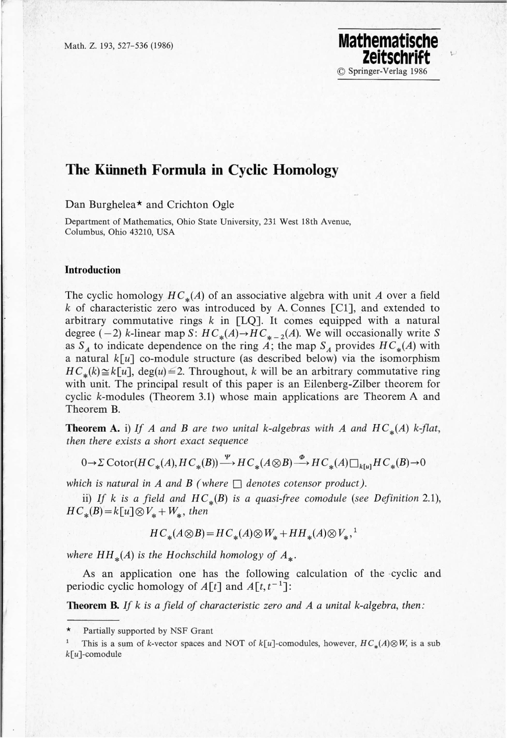 Mathematische Zeitschrift © Springer-Verlag 1986