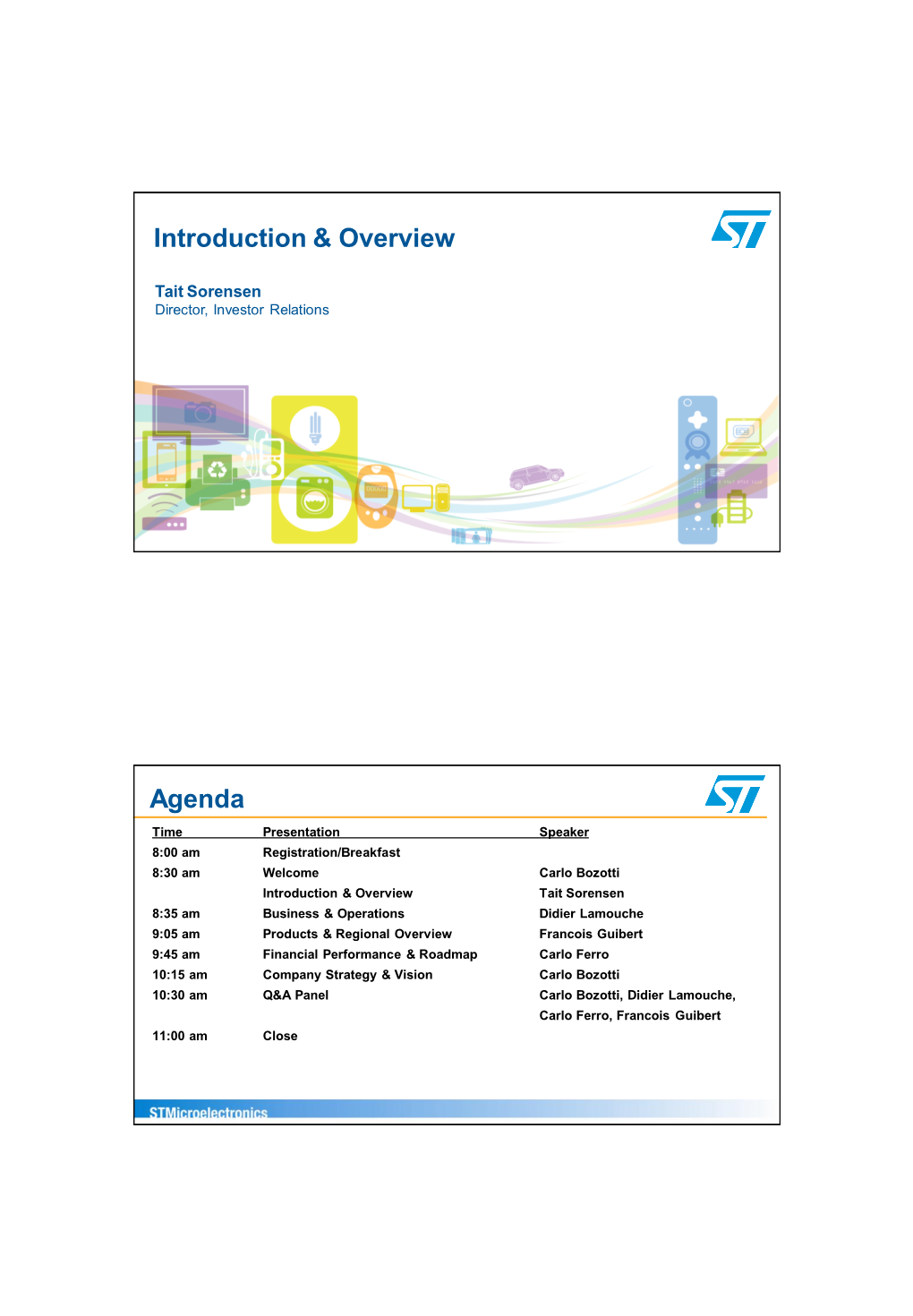 Introduction & Overview Agenda