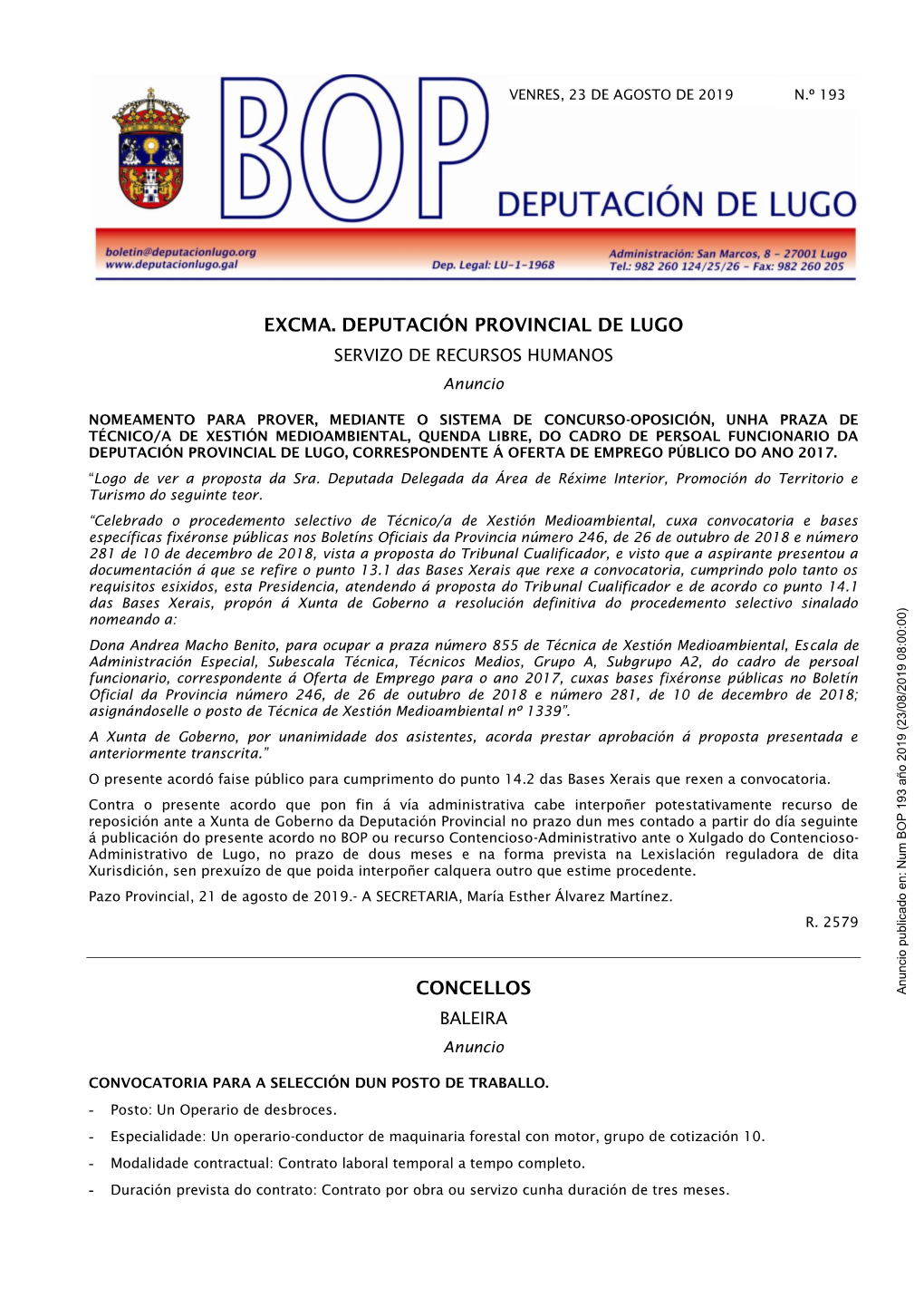 Excma. Deputación Provincial De Lugo Concellos