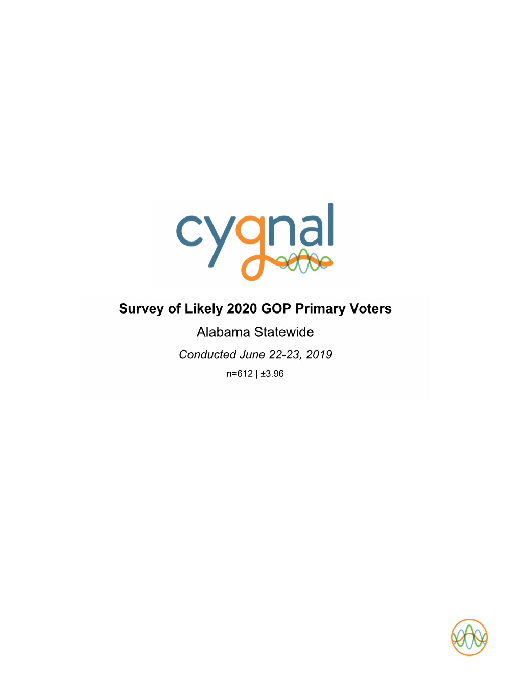 Survey of Likely 2020 GOP Primary Voters Alabama Statewide