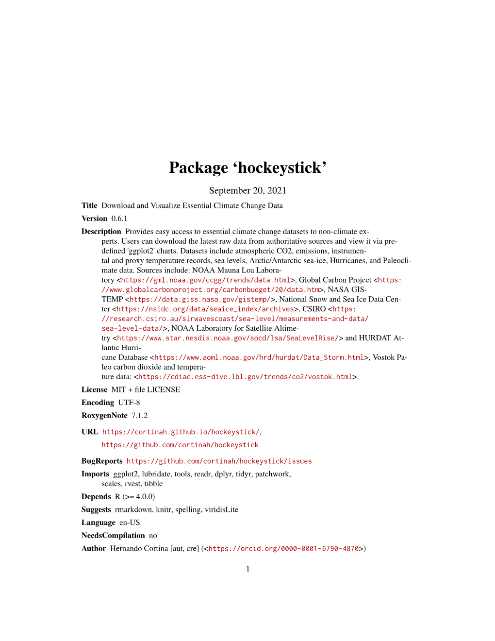 Package 'Hockeystick'