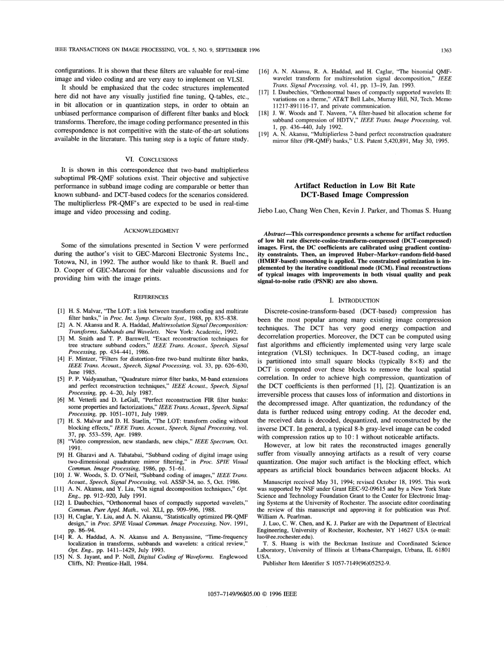 Artifact Reduction in Low Bit Rate DCT-Based Image Compression