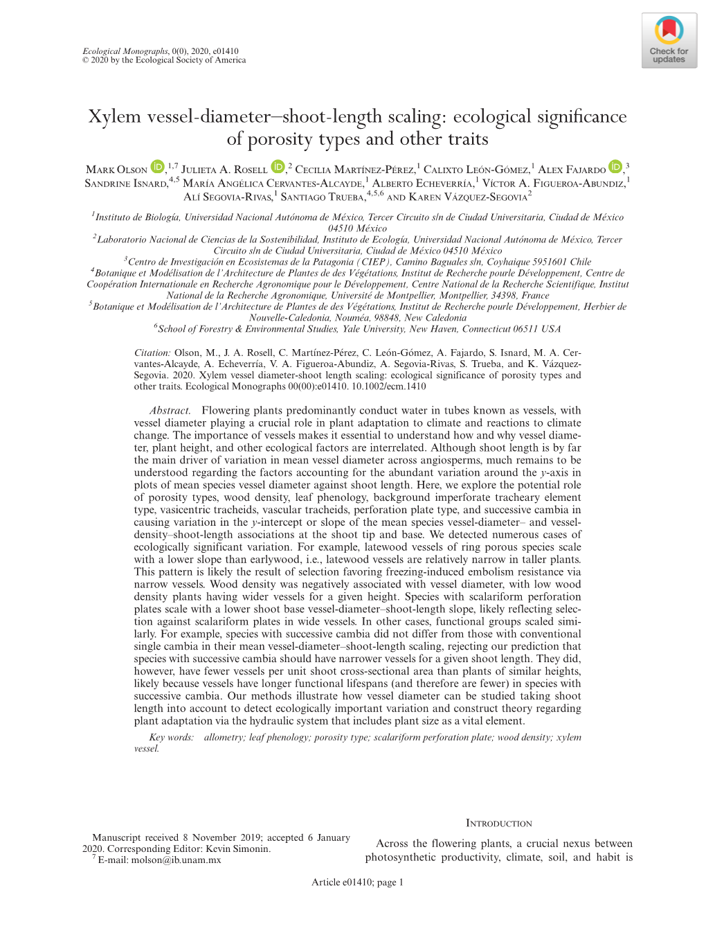 Xylem Vessel‐Diameter–Shoot‐Length Scaling: Ecological Significance Of