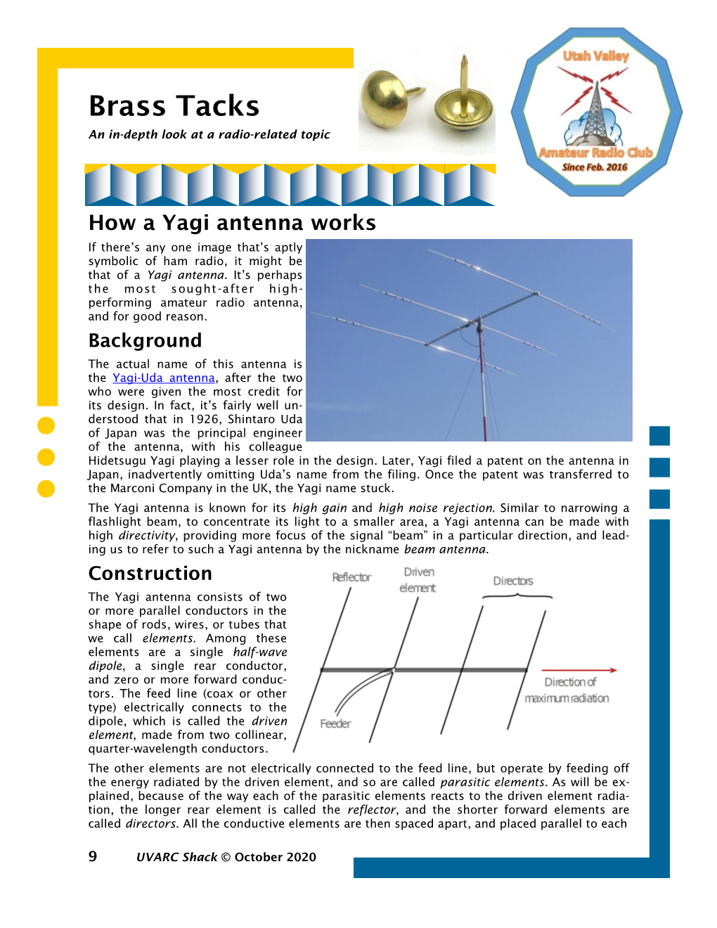 How a Yagi Antenna Works If There’S Any One Image That’S Aptly Symbolic of Ham Radio, It Might Be That of a Yagi Antenna