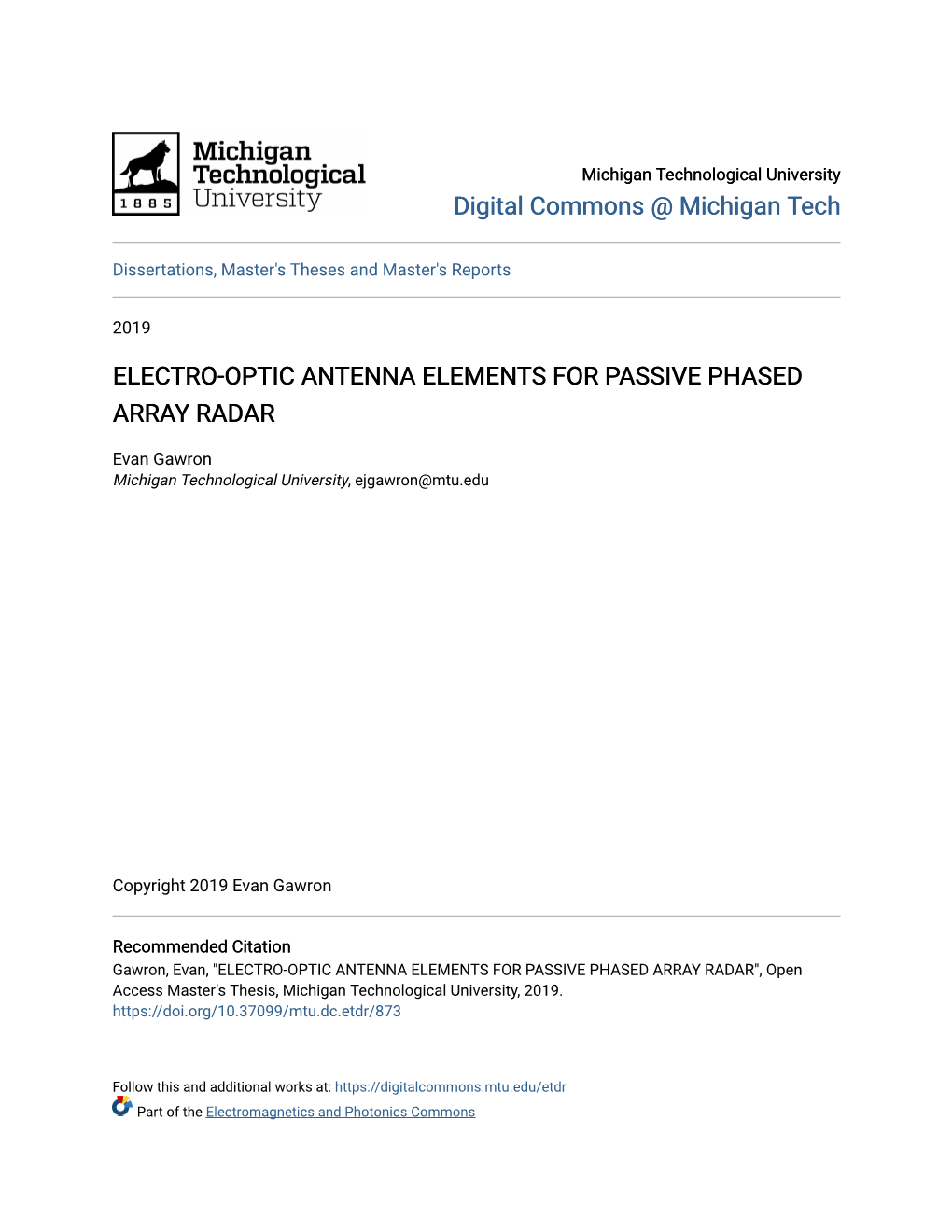 Electro-Optic Antenna Elements for Passive Phased Array Radar