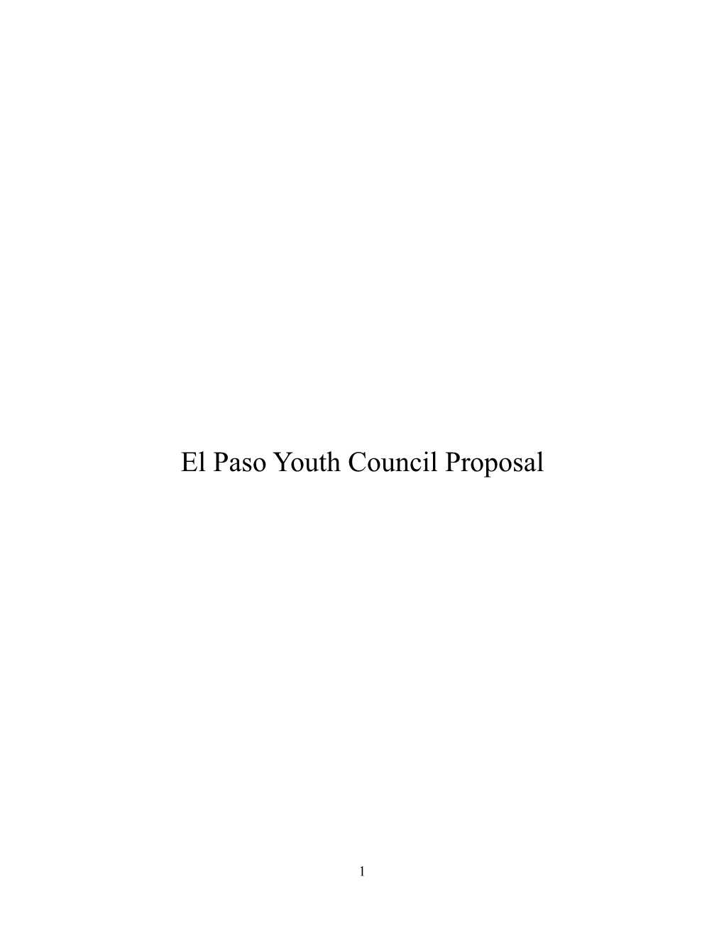 El Paso Youth Council Proposal