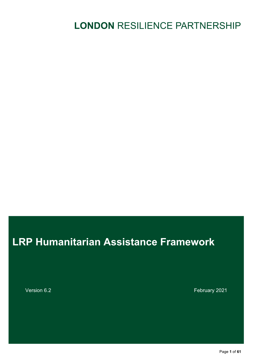 LRP Humanitarian Assistance Framework