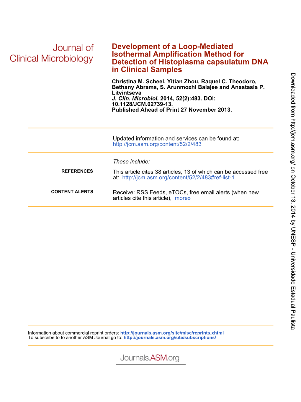 In Clinical Samples Detection of Histoplasma Capsulatum DNA