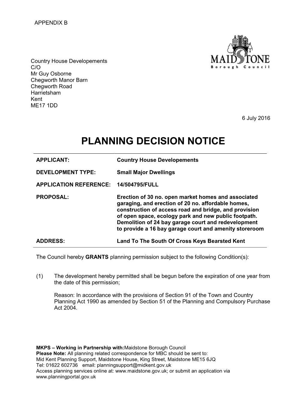 Planning Decision Notice