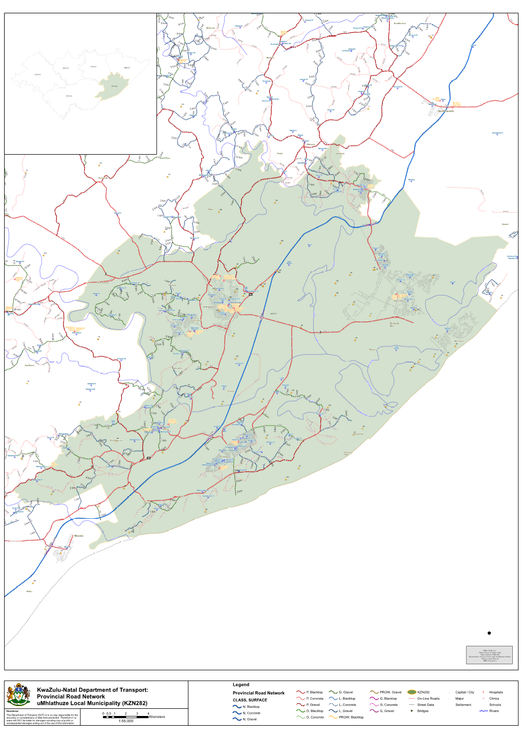 Provincial Road Network Umhlathuze Local Municipality (KZN282)