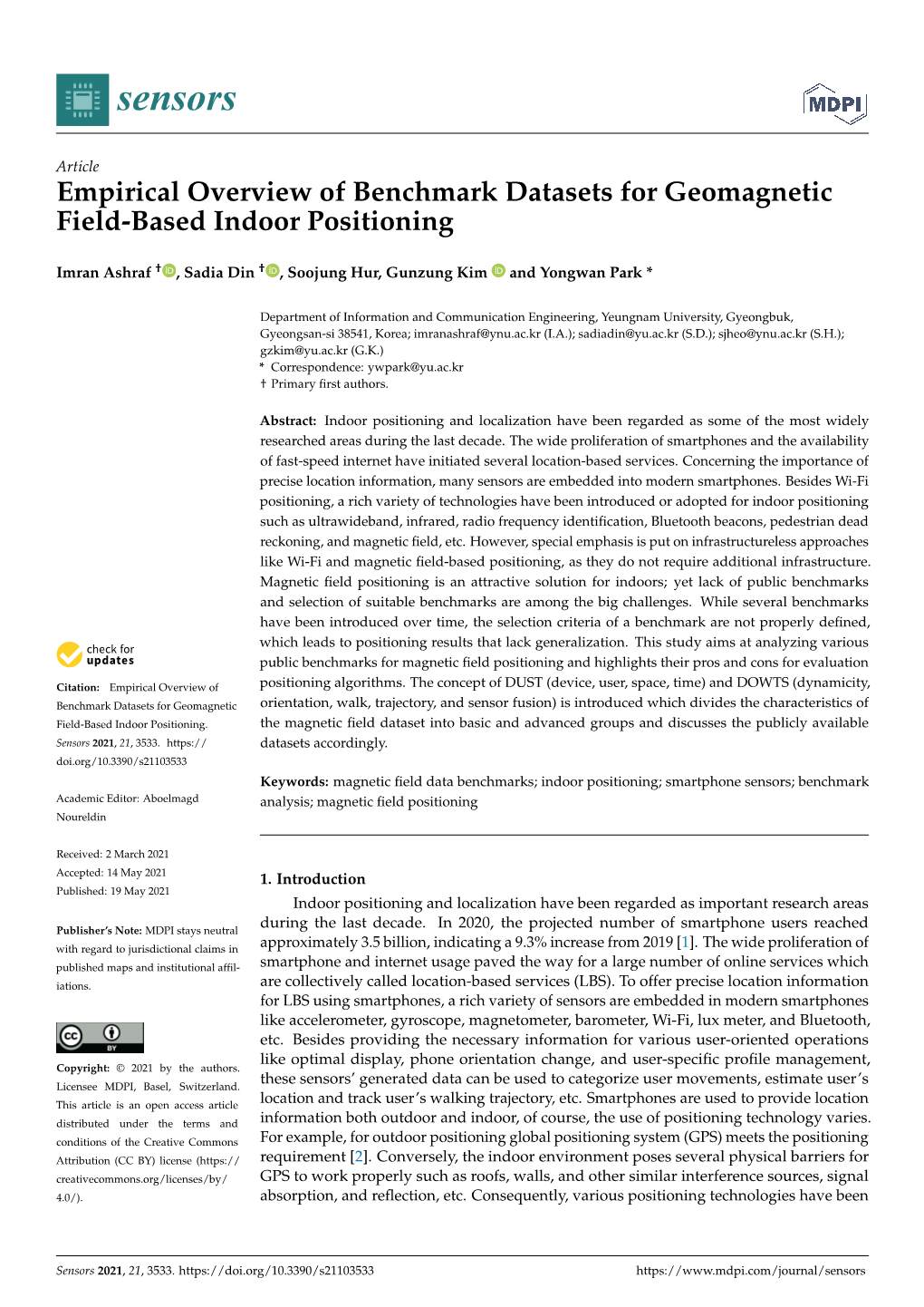 Empirical Overview of Benchmark Datasets for Geomagnetic Field-Based Indoor Positioning