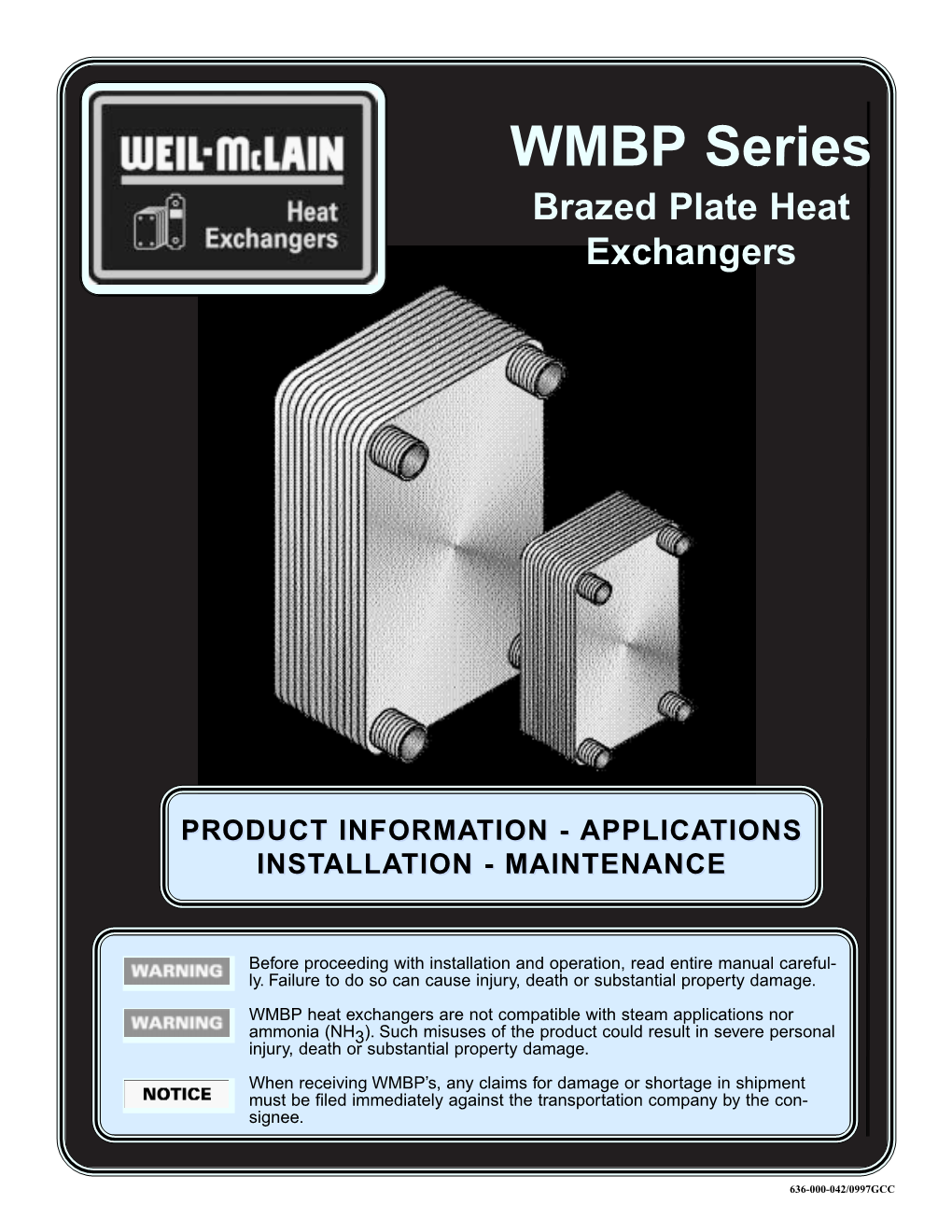 Brazed Plate Heat Exchanger WMBP Manual