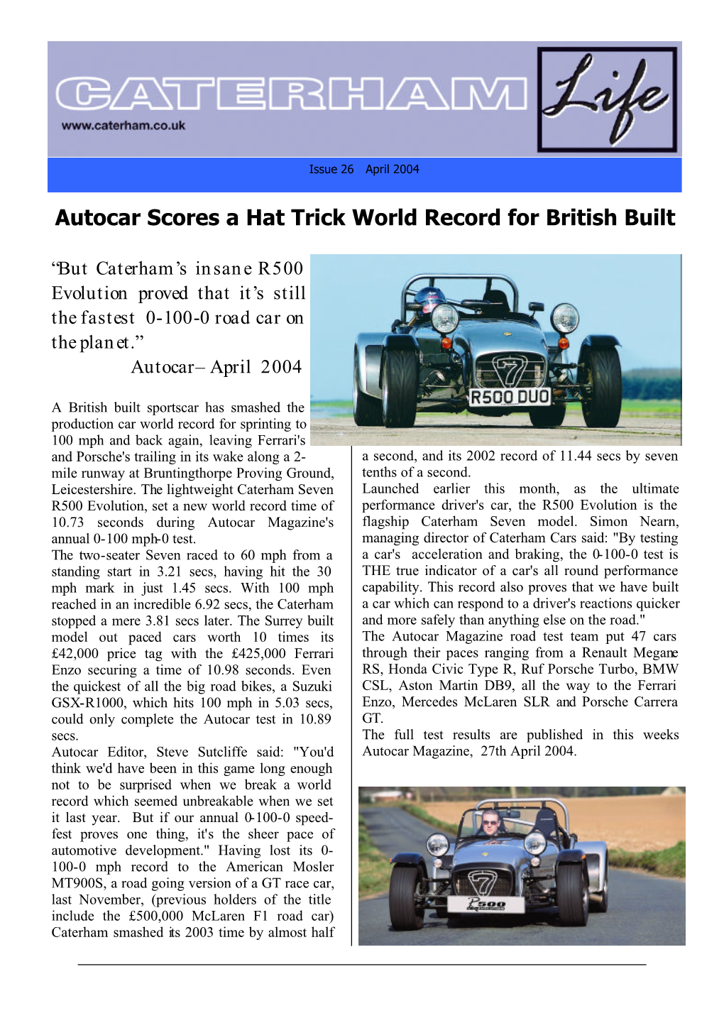 Autocar Scores a Hat Trick World Record for British Built