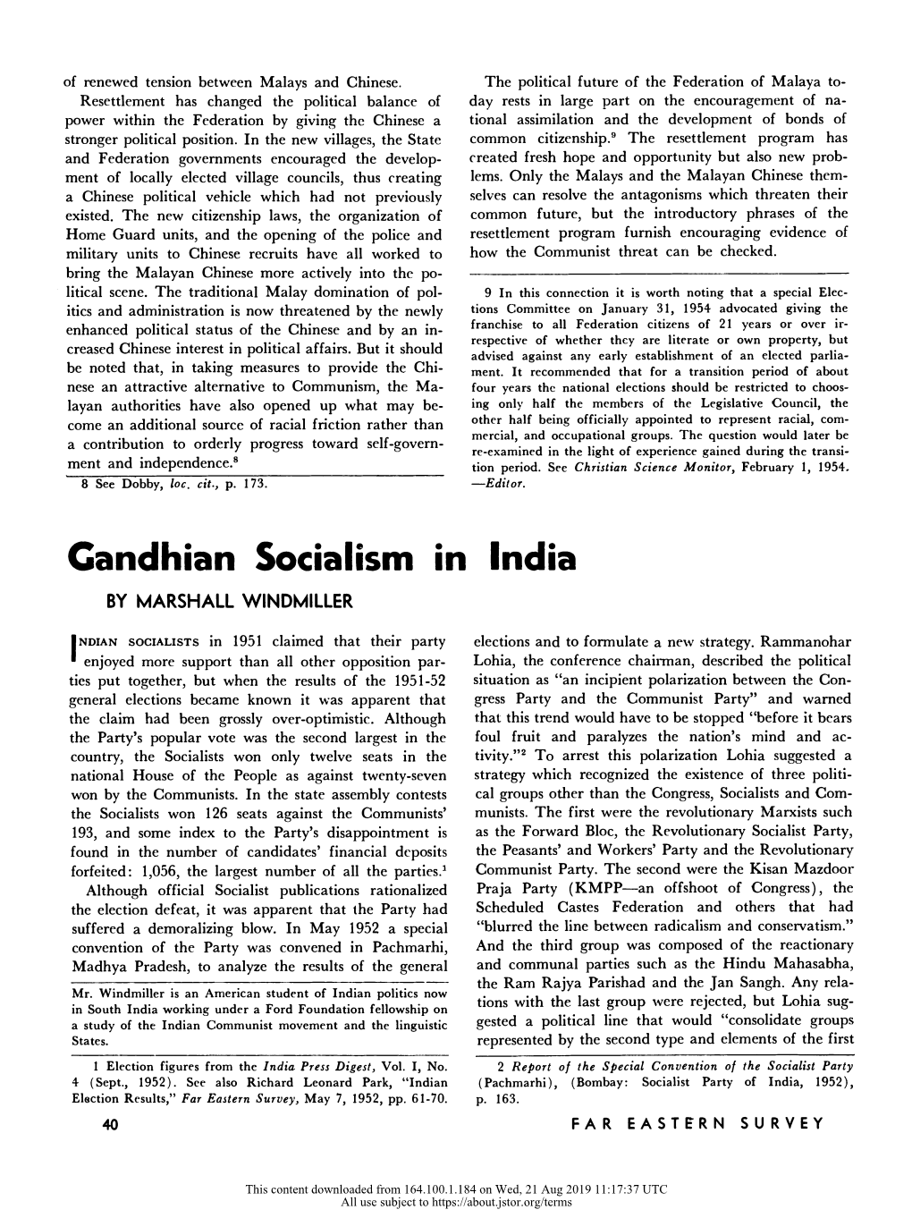 Gandhian Socialism in India