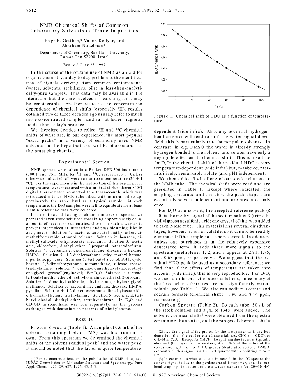 NMR Chemical Shifts of Common Laboratory Solvents As Trace Impurities