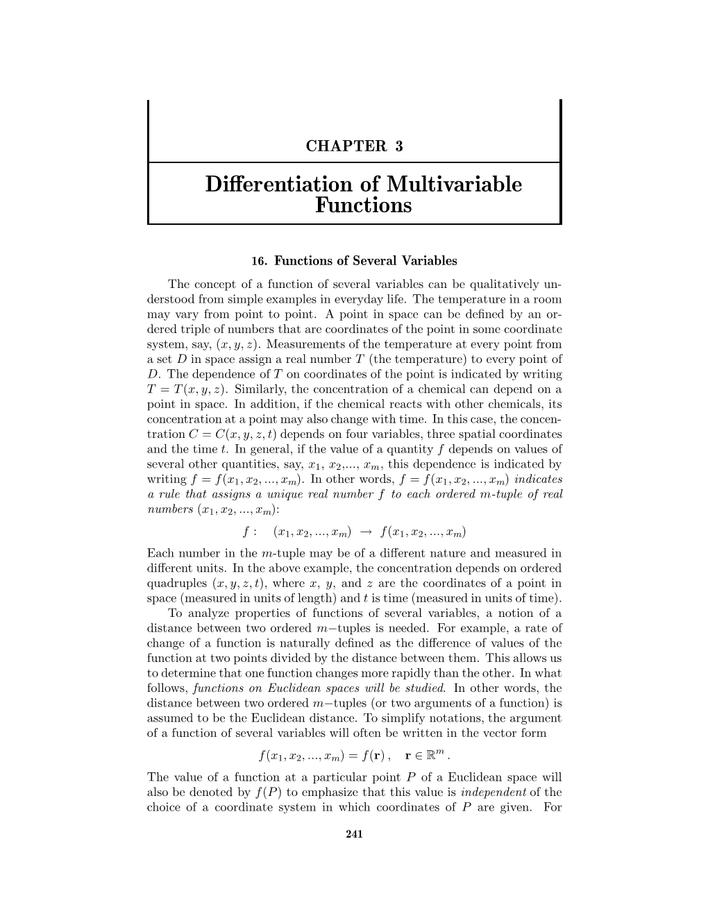 Differentiation of Multivariable Functions