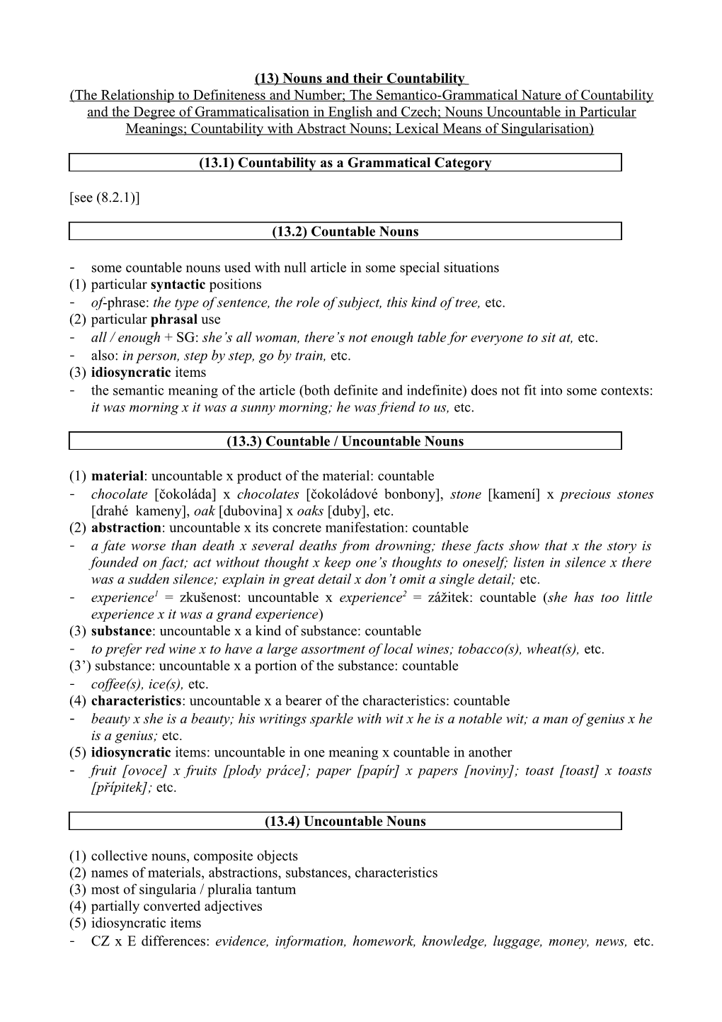 (13) Nouns and Their Countability