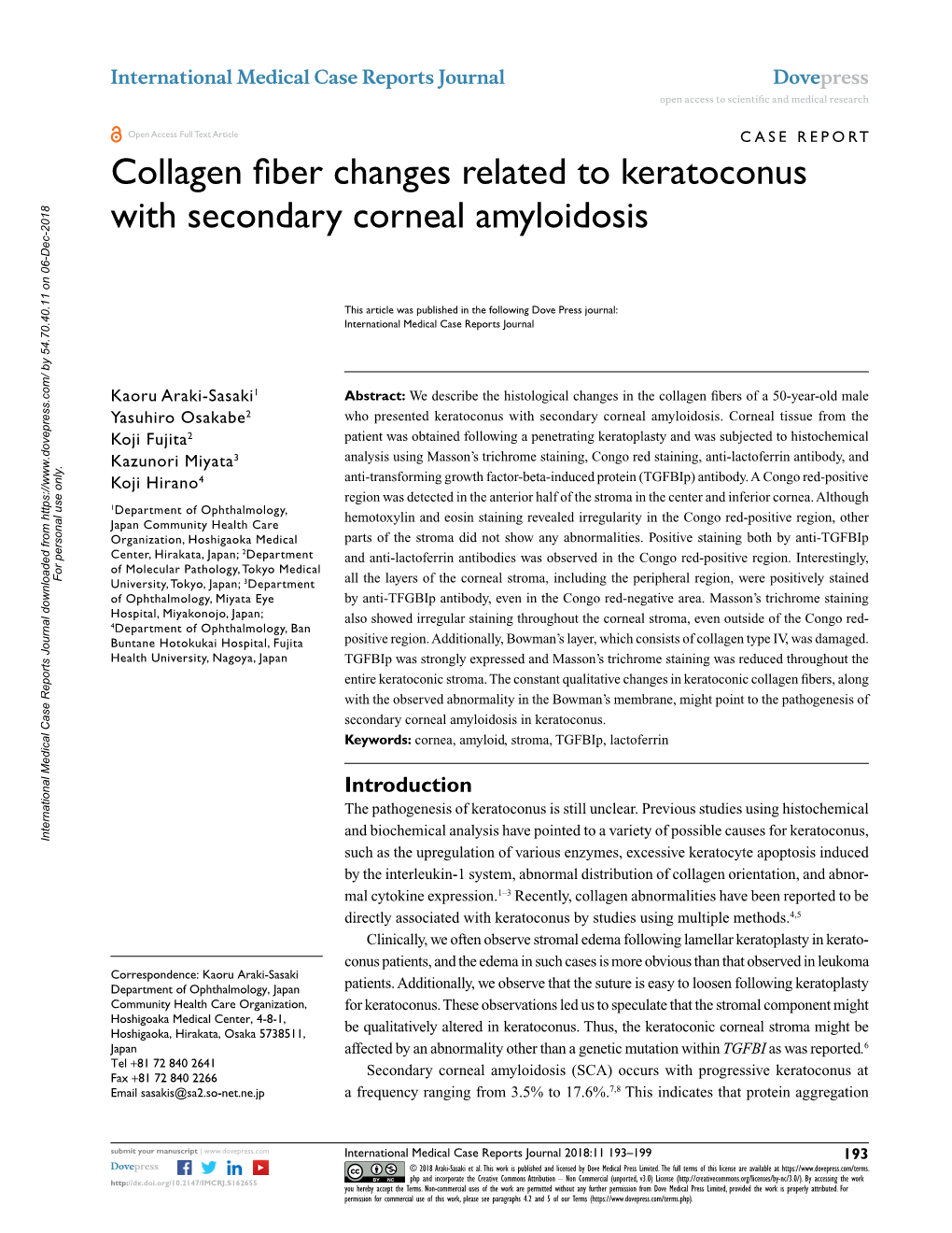 Collagen Fiber Changes Related to Keratoconus with Secondary Corneal Amyloidosis