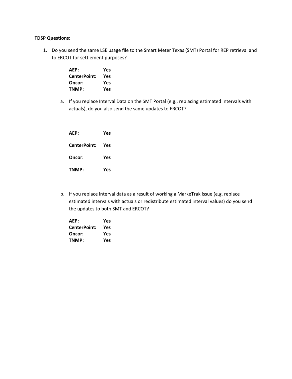 TDSP Questions