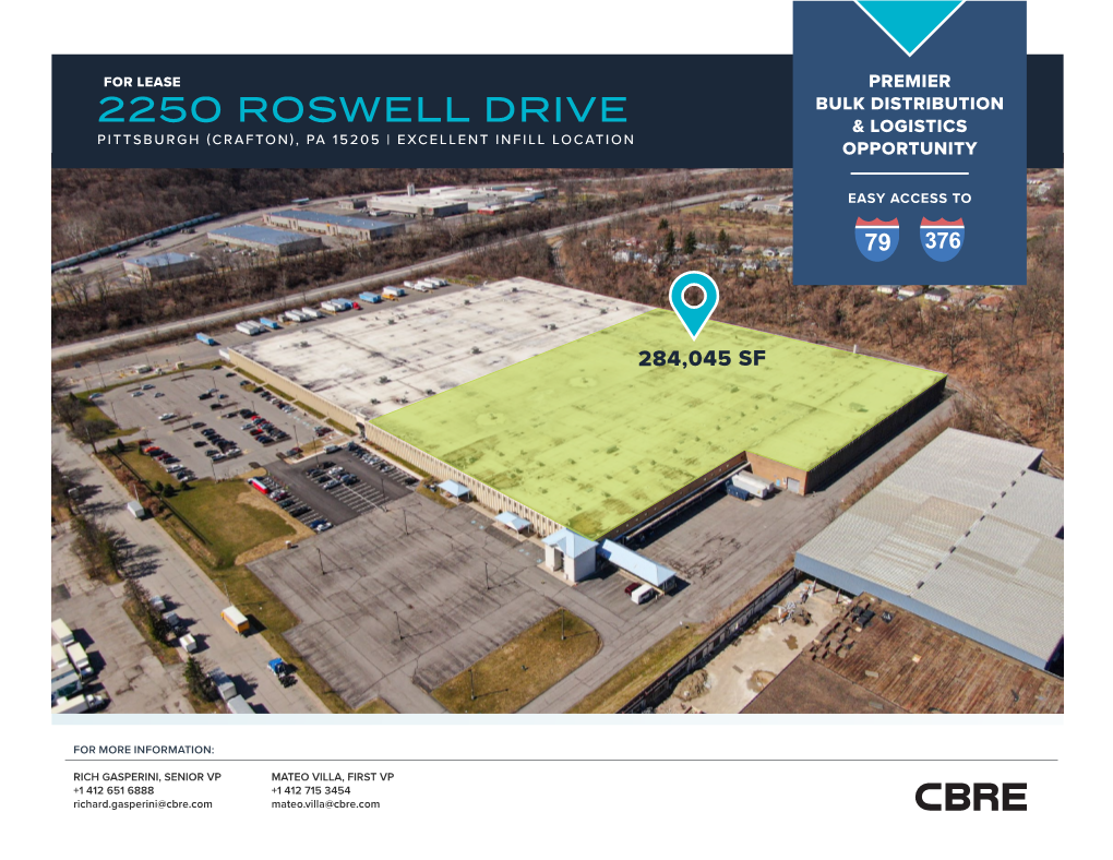 2250 Roswell Drive & Logistics Pittsburgh (Crafton), Pa 15205 | Excellent Infill Location Opportunity