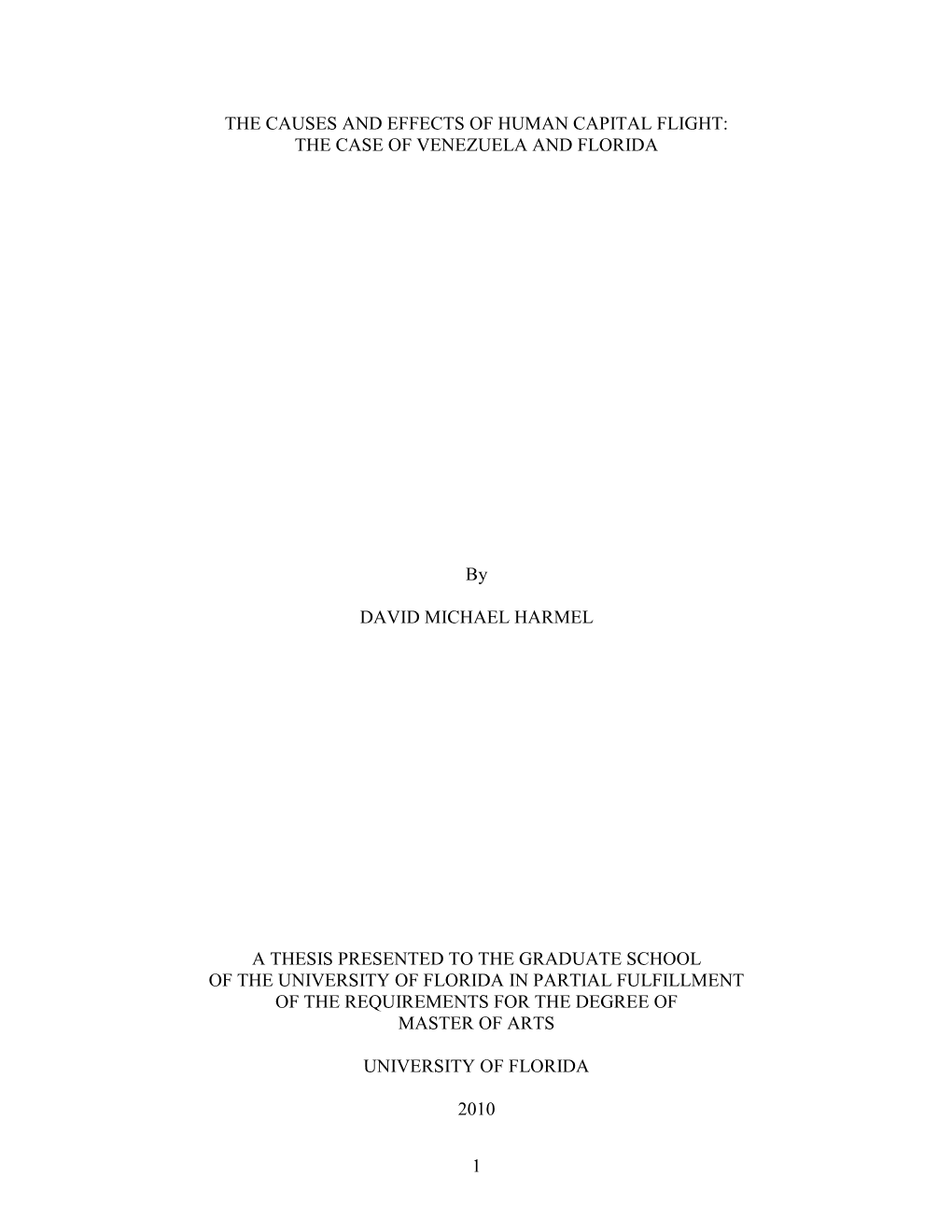 The Causes and Effects of Human Capital Flight: the Case of Venezuela and Florida