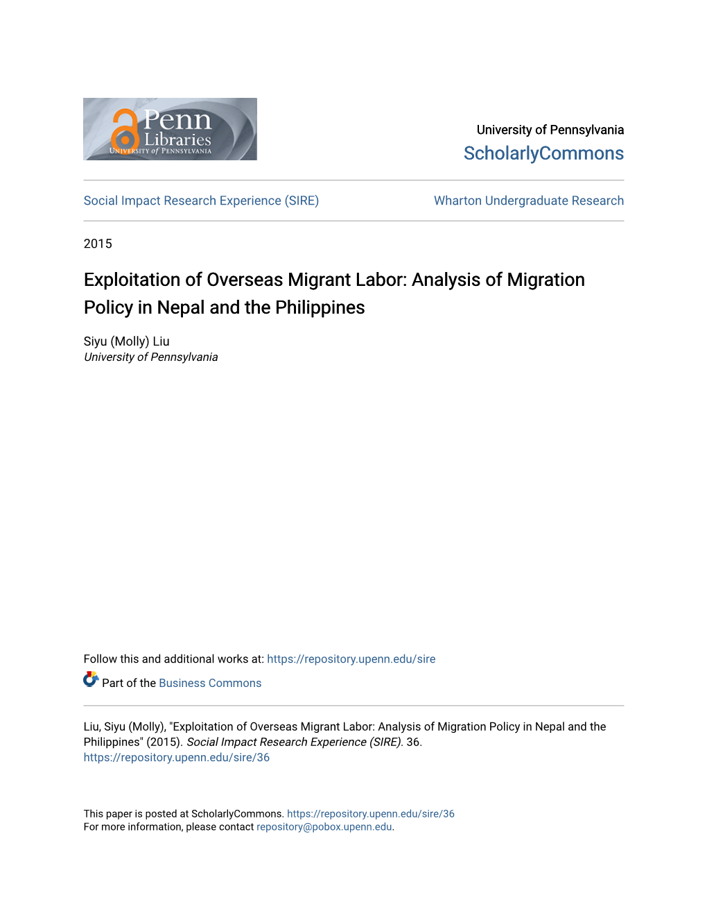 Exploitation of Overseas Migrant Labor: Analysis of Migration Policy in Nepal and the Philippines