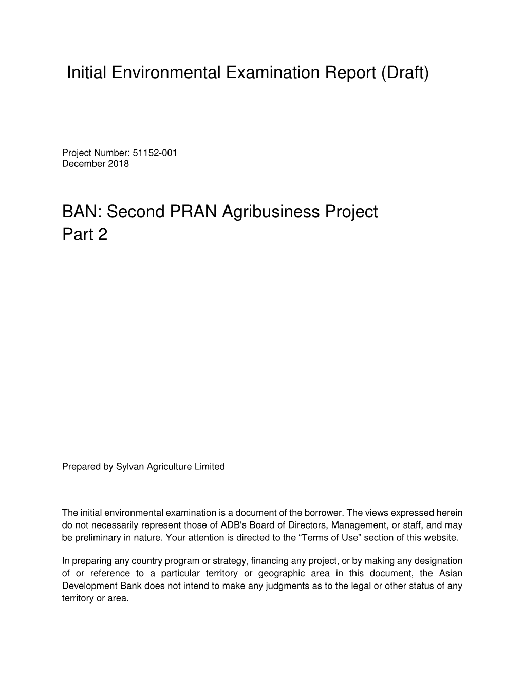 51152-001: Second PRAN Agribusiness Project